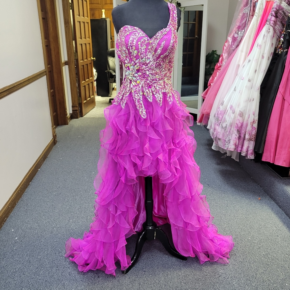 PARTYTIME MAGENTA HI-LO DRESS